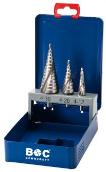 Spiralnut Stufenbohrer HSS-E Co5 in Metall-Kassette 