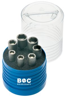 Steckschlüsseleinsätze in runder blauer Multibox 